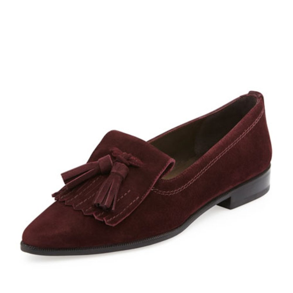 NEW Stuart Weitzman Avatass SuedeTassel Loafer in Currant, Size 11.5